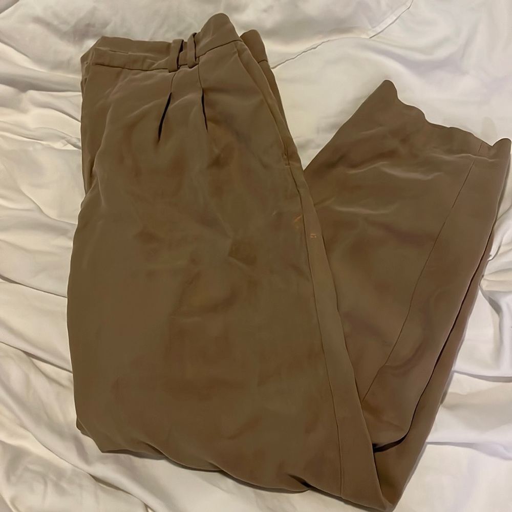 Zara tan cropped straight leg trousers